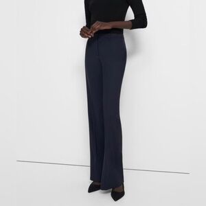 Theory Demetria Wool Blend Pants Nocturne Dark Grey Trousers Size 8